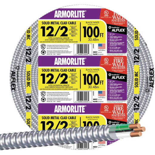 Southwire 100 Ft. 12/2 MC Armored Cable Electrical Wire