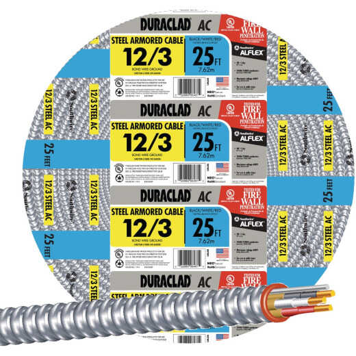 Southwire 25 Ft.12/3 AC Armored Cable Electrical Wire